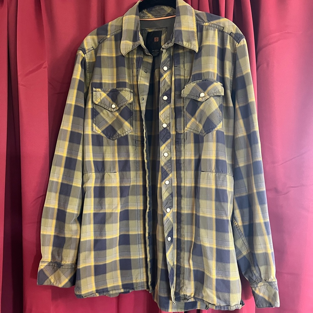 5.11 Tactical Yellow & Gray Plaid Lightweight Shirt Jacket